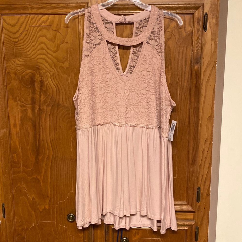 NWT Dusty Pink Lace Baby Doll Goddess Top